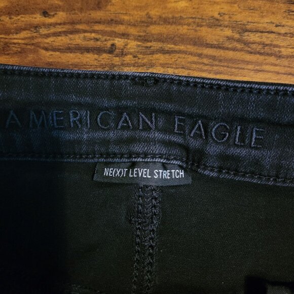 American Eagle Jeans 6 S Next Level Stretch Jegging Hi Rise Black Wash Denim - Picture 4 of 11